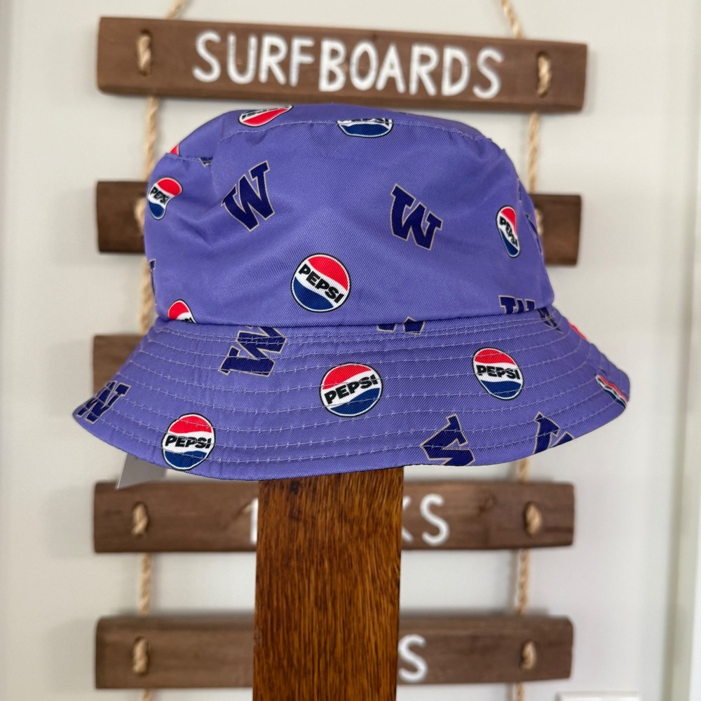 University of Washington Huskies Pepsi Reversible Bucket Hat Purple Black NWT